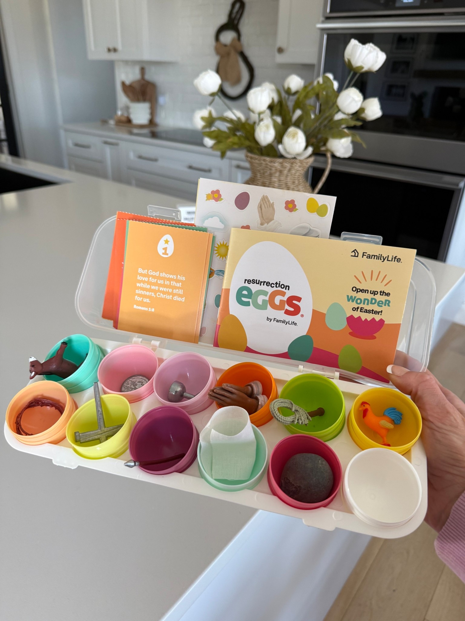 One of our favorite Easter traditions. ✝️
Each little egg tells part of the story of Jesus - from Palm Sunday to the empty tomb. For the 12 days leading up to Easter, I hide an egg, kids find it, open it, and we read the story that goes with it. On years we’re crunched for time, we do a few eggs at a time. Then kids can use the eggs to retell the story in their own words. Such a simple, but meaningful way to keep Jesus at the focus on Easter.

#LTKSeasonal #LTKHome #LTKmomlife