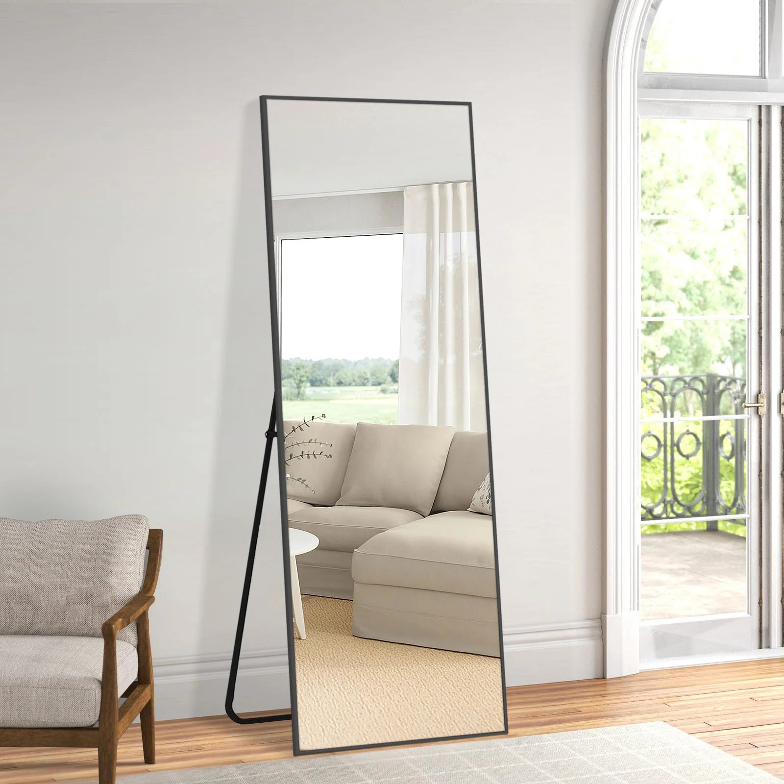 MAYEERTY 64"x21" Black Rectangular Bathroom Floor Mirror Full Length Large Long Wall Mounted Mirr... | Walmart (US)