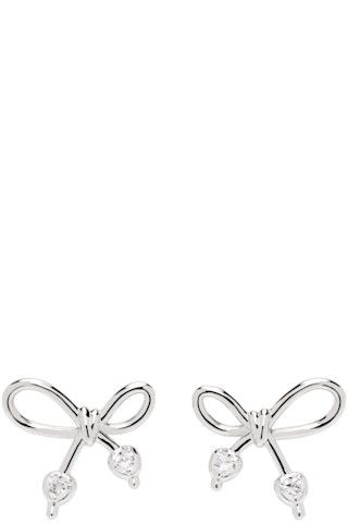 SSENSE Exclusive Silver YVMIN Edition Knotted Bow Earrings | SSENSE