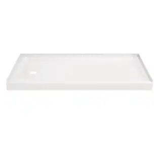 Delta Classic 500 60 in. L x 32 in. W Alcove Shower Pan Base with Left Drain in High Gloss White ... | The Home Depot