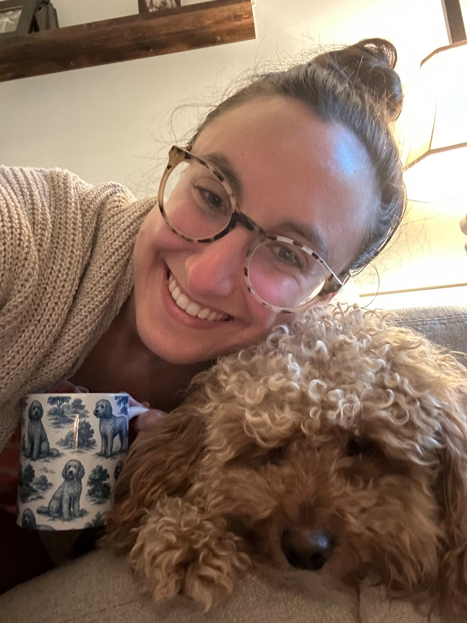 Golden doodle mug Jack got me for my birthday! Anthro has reaaalllly cute ones too of other breeds. Check it out!