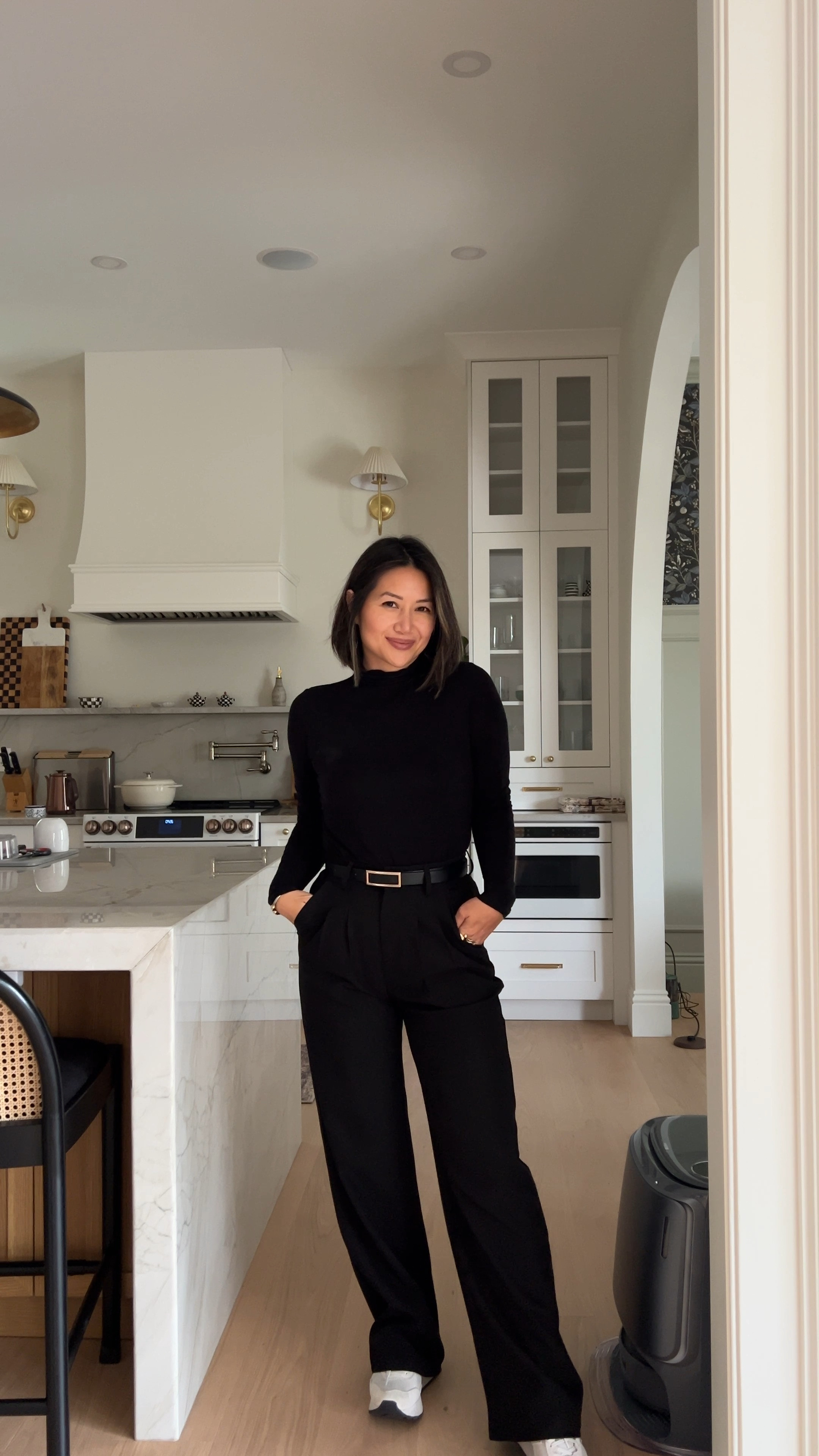 Rocking all black today on this gloomy day but making it casual with these platform sneakers. These black trousers have been a staple around here, you can dress it up or down. I am 5’4” but wearing a S long because I wanted to be able to wear heels with it  I am not a big turtleneck fan but love a good mock neck. You get a similar look without feeling completely confined  

#LTKWatchNow #LTKOver40 #LTKSpringSale