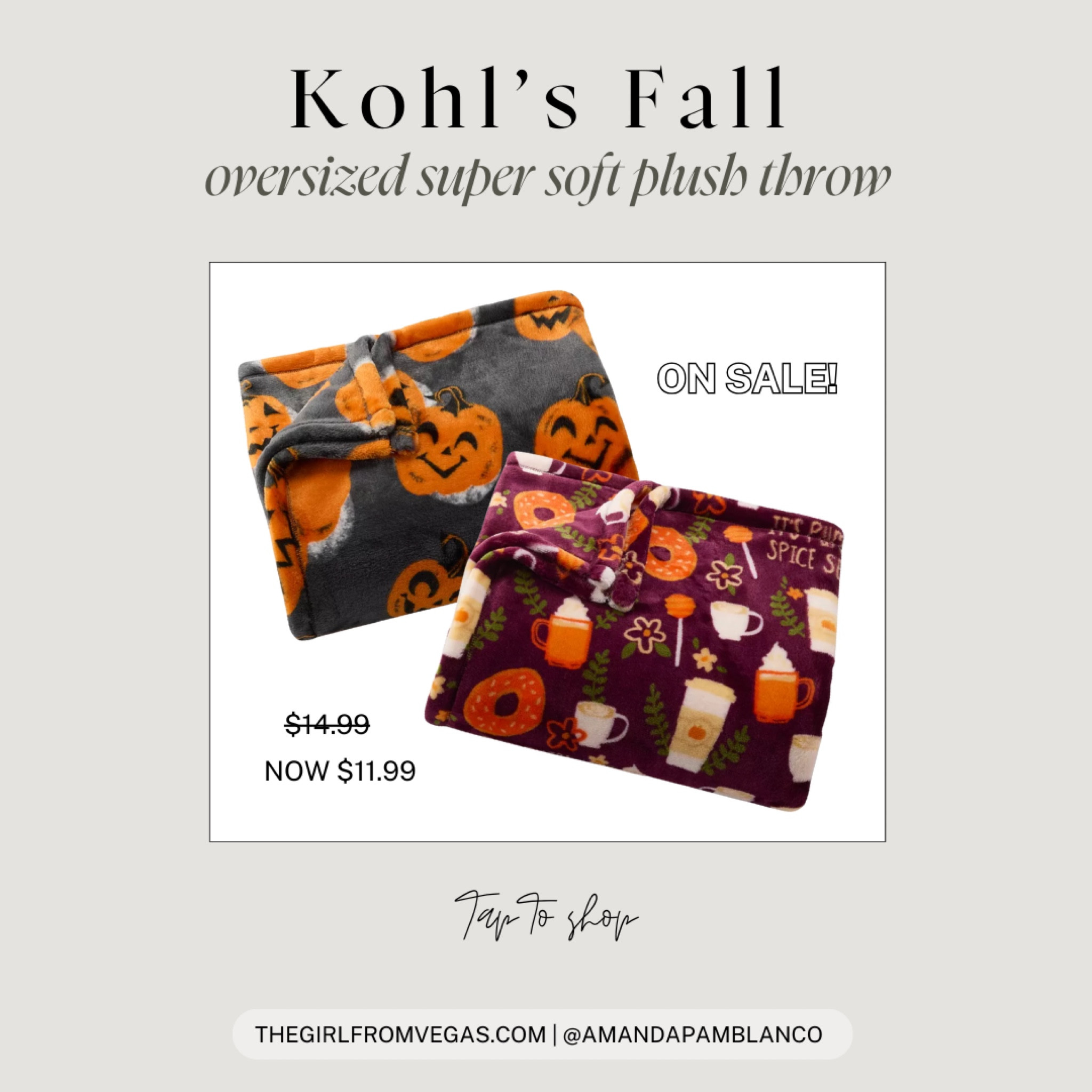 Kohl’s has these super cute fall and Halloween throws on sale of $11.99!🍁🎃🍂

They are oversized AND super plush/soft! 

#LTKSaleAlert