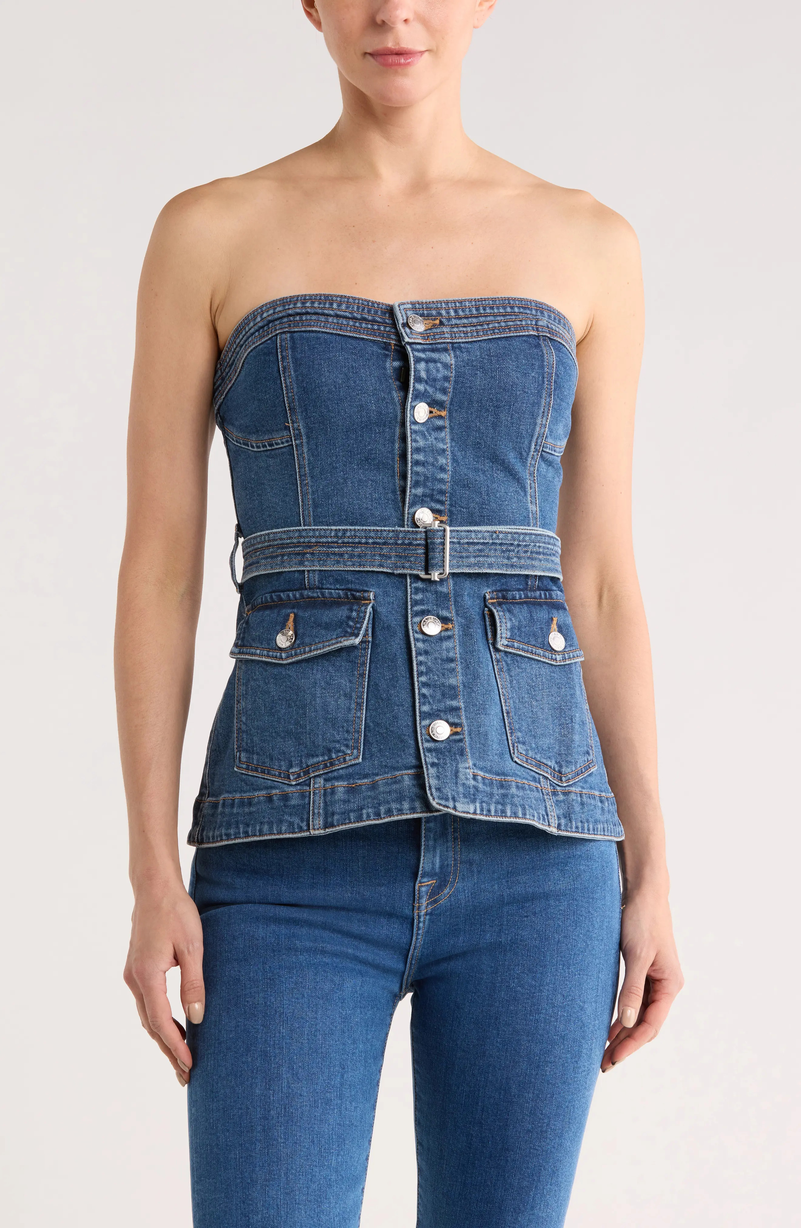 Cyan Belted Strapless Denim Bustier Top (Women) | Nordstromrack | Nordstrom Rack