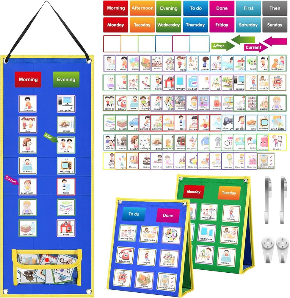 KIKIGOAL Kids Visual Schedule Calendar Chart, Double Side Autism Daily Chore Routine Chart with 8... | Amazon (CA)