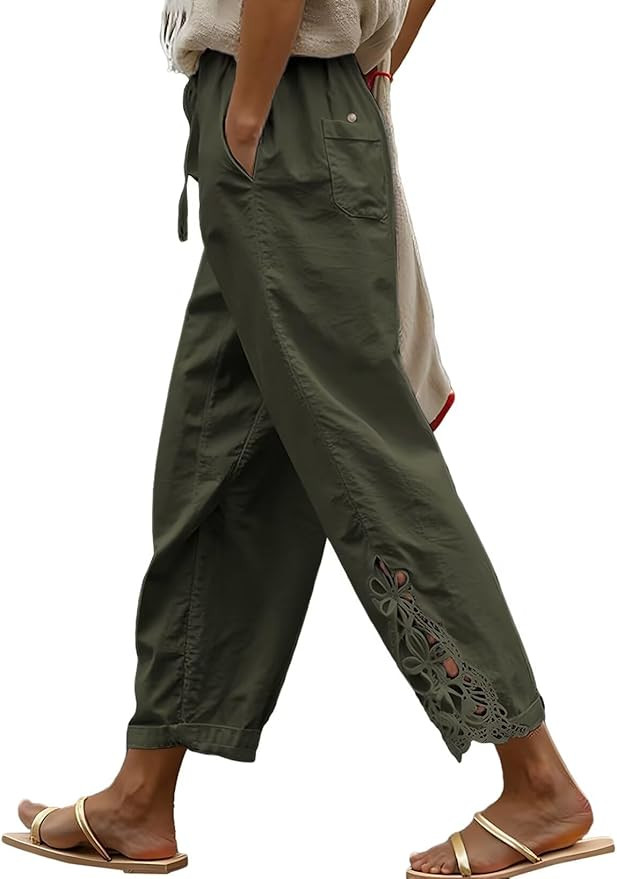 Acelitt Women Casual Lightweight Drawstring Elastic Waist Pants with Pockets, S-XXL | Amazon (US)