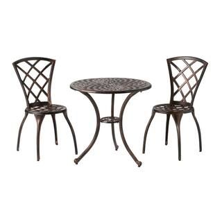 Noble House Modern Brown 3-Piece Aluminum Round Outdoor Bistro Set 2523 | The Home Depot