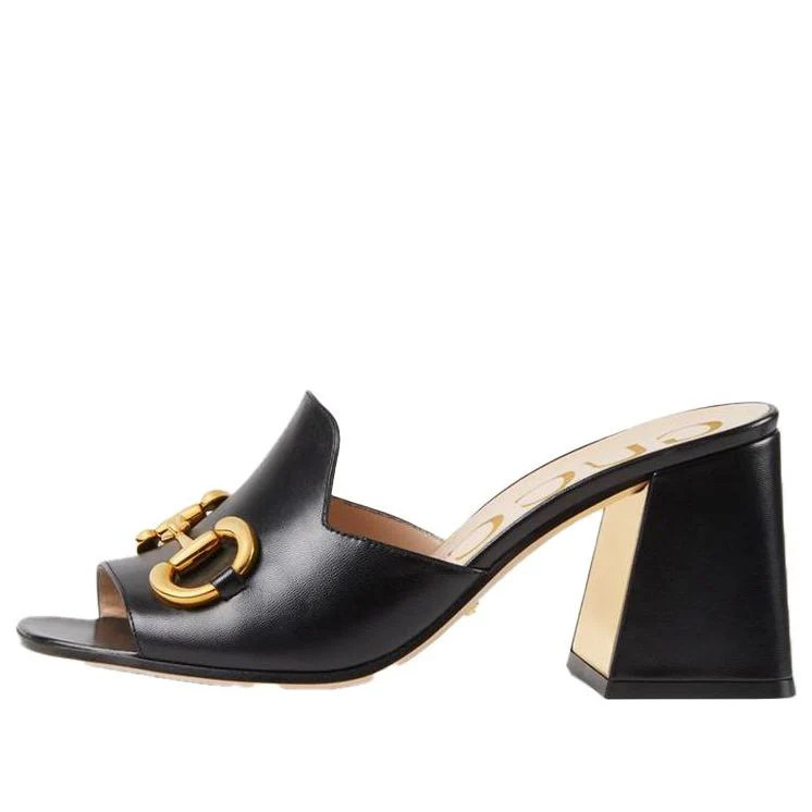 (WMNS) Gucci slide sandal with Horsebit 'Black Leather' | KICKS CREW