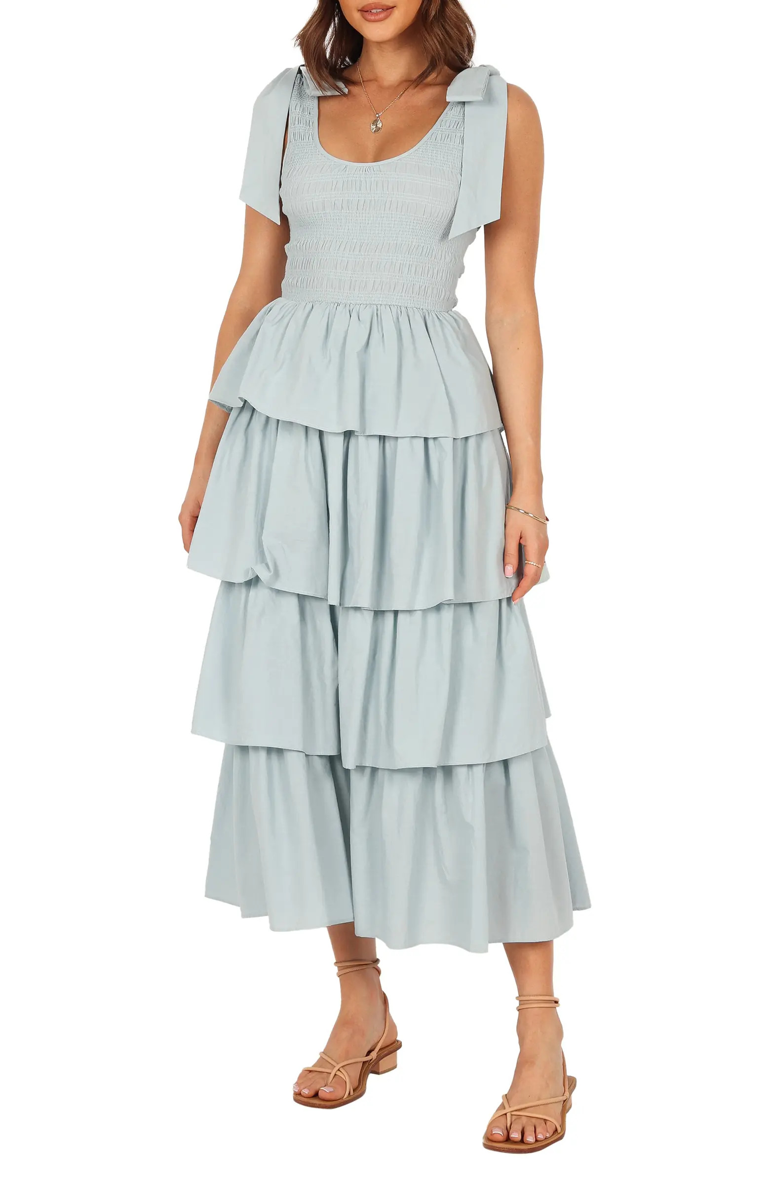 Raphael Tiered Ruffle Cotton Midi Sundress | Nordstrom