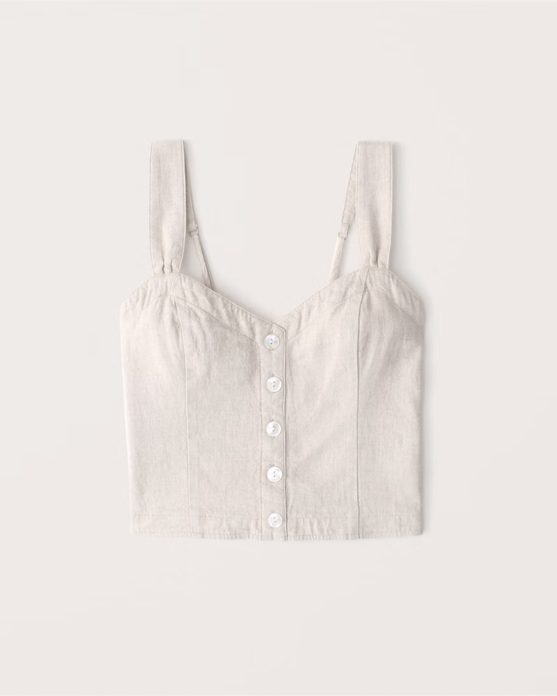 Pleated Wide Strap Button-Through Cami | Abercrombie & Fitch (US)