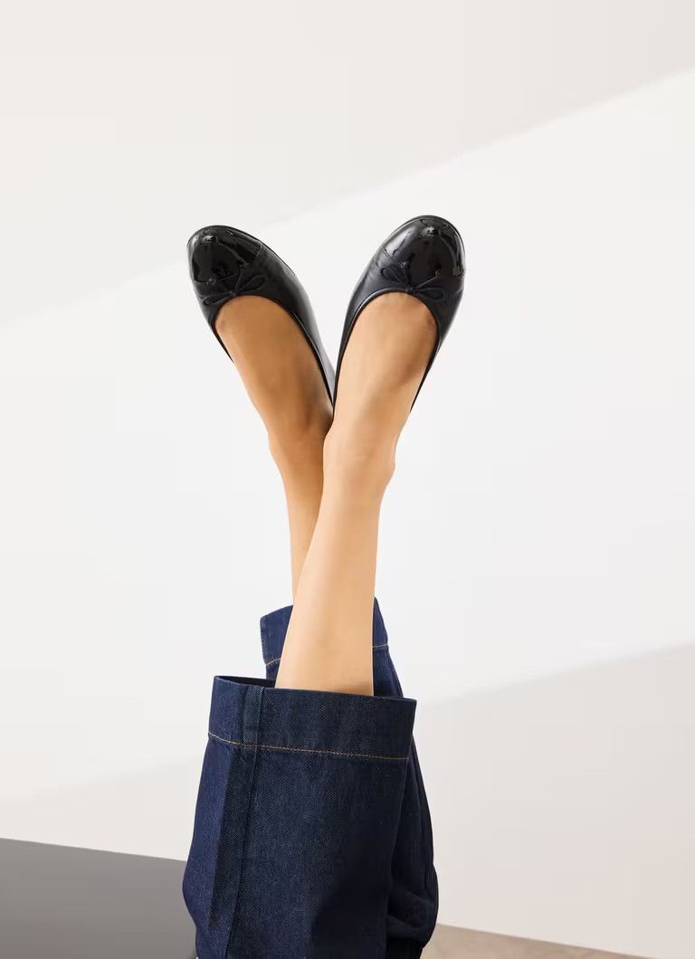 Kara Black Leather and Patent Toe Cap Ballet Flats | L.K. Bennett (UK)