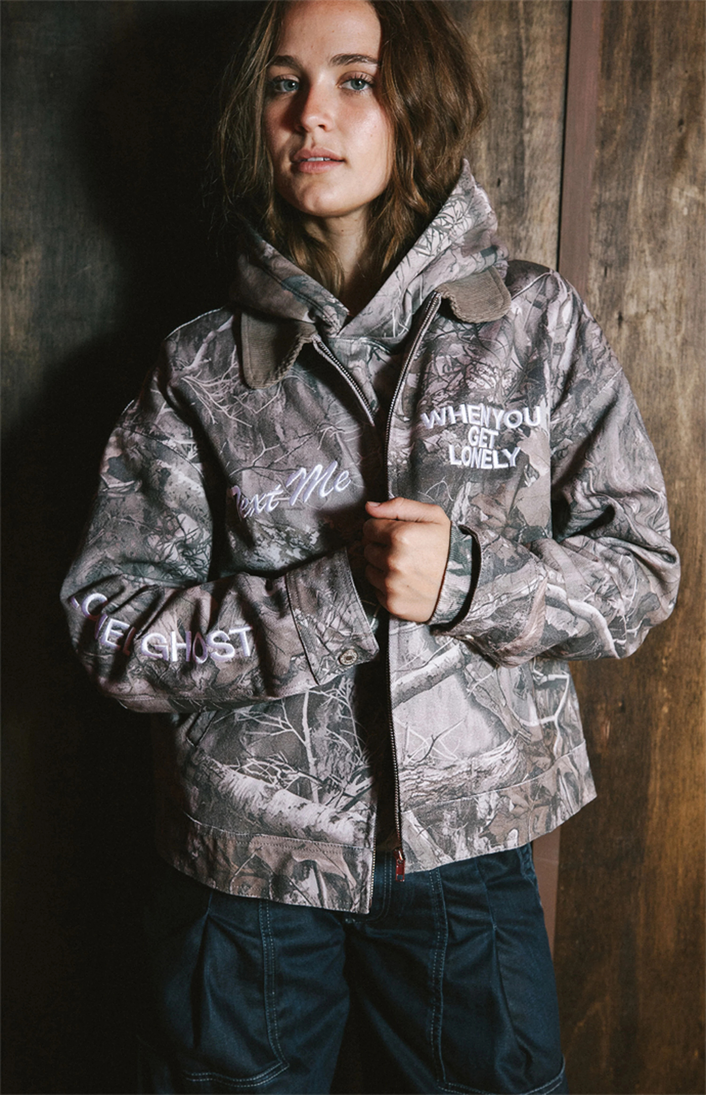 LONELY GHOST Camo Text Me When You Get Lonely Jacket | PacSun
