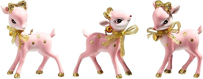 Raz Imports 2024 A Blushing Holiday 3"" Pink Retro Deer Ornament, Assorted of 3, 4457653 | Amazon (US)