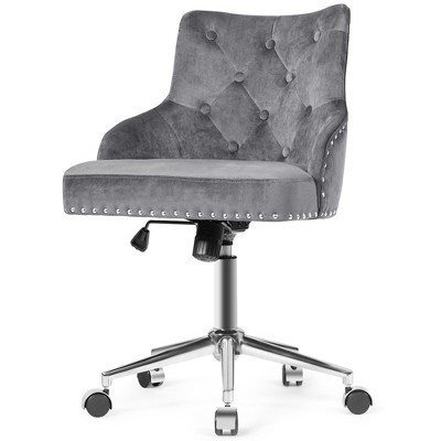 Costway Velvet Office Chair Tufted Upholstered Swivel Computer Desk Chair w/ Nailed Trim | Target