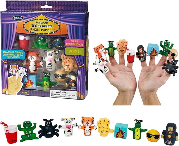 Jewish Holiday Learning & Storytelling Passover 10 Plagues Finger Puppets Set – 10 Vinyl Puppet... | Amazon (US)