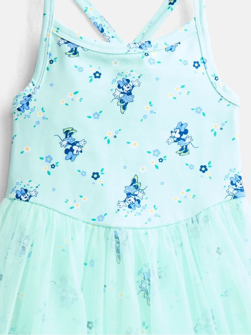 Minnie Mouse Toddler Girls' Sleeveless Romper with Tulle Skirt, Sizes 12M-5T | Walmart (US)