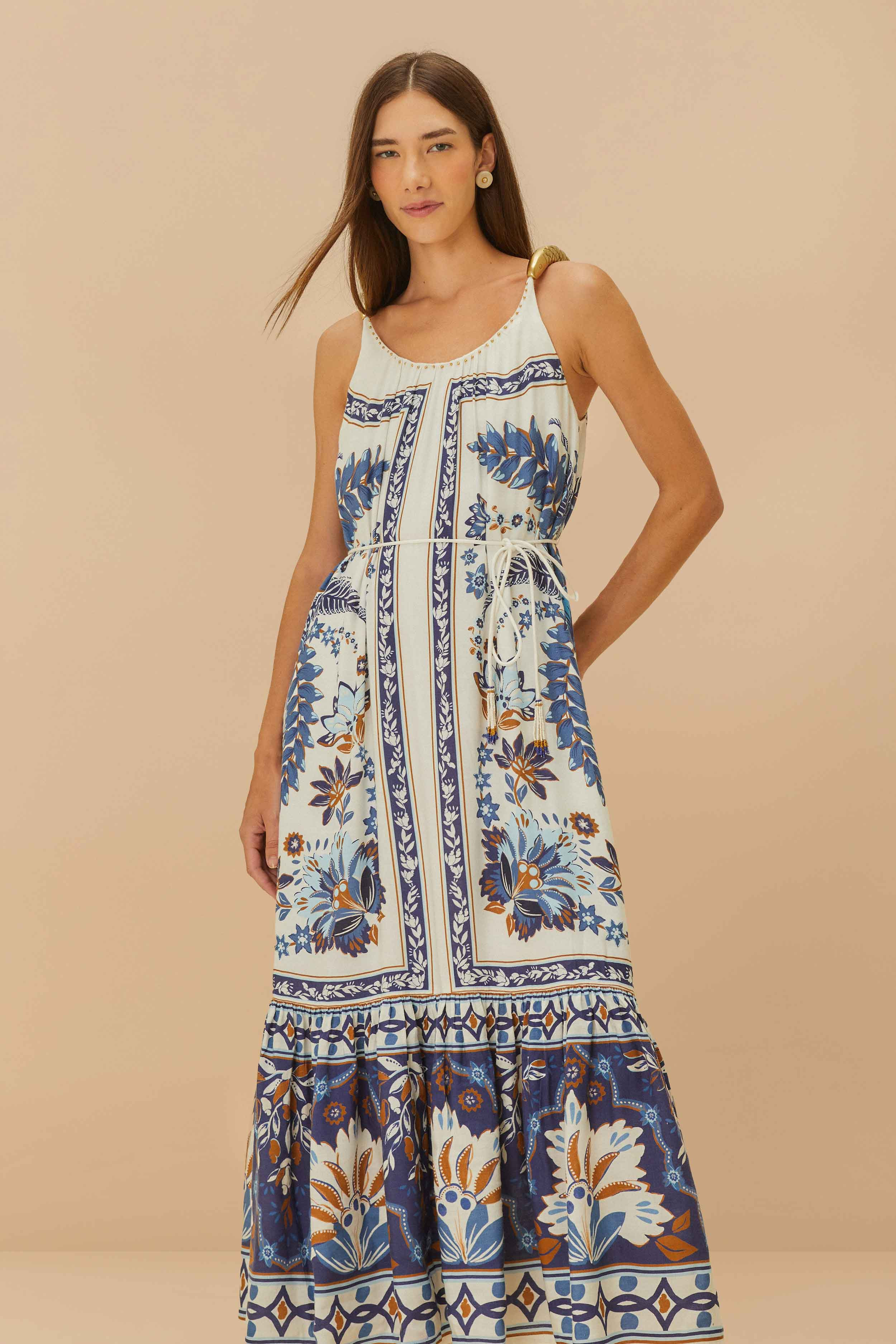 Off-White Ana Tapestry Fish Strap Maxi Dress | FarmRio (US)