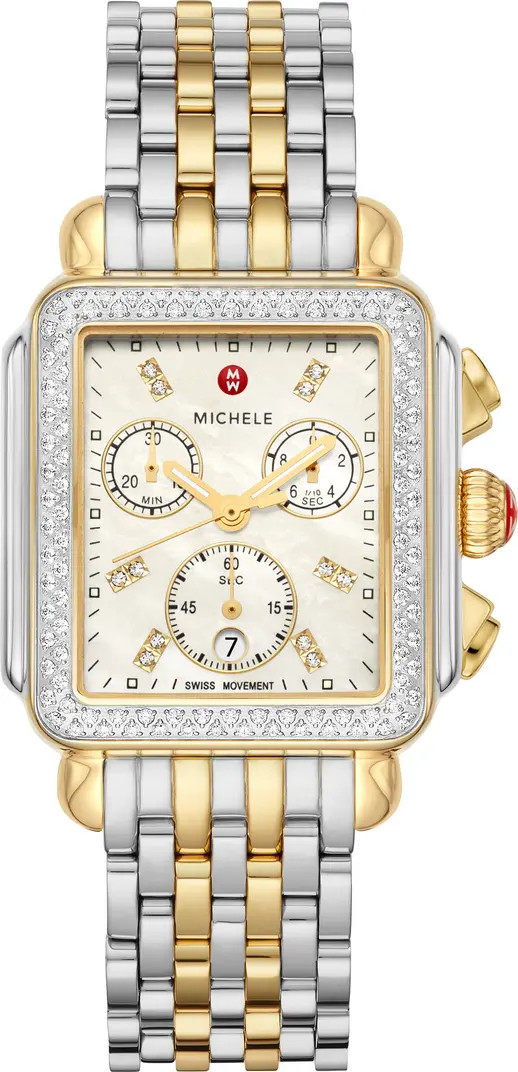 Deco Diamond Chronograph Watch Head & Bracelet, 33mm | Nordstrom