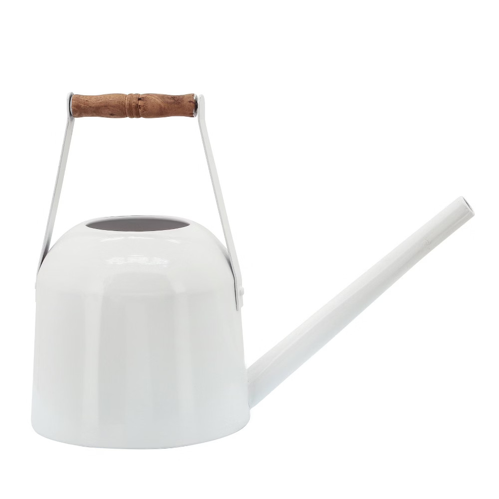 12"" Metal Watering Can Outdoor Figurine - White - Sagebrook Home | Target