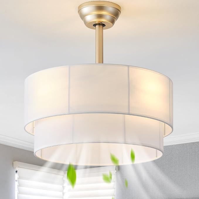 20" Boho Ceiling Fans with Lights, Fabric Fandelier Chandelier Ceiling Fan with Light Remote Cont... | Amazon (US)