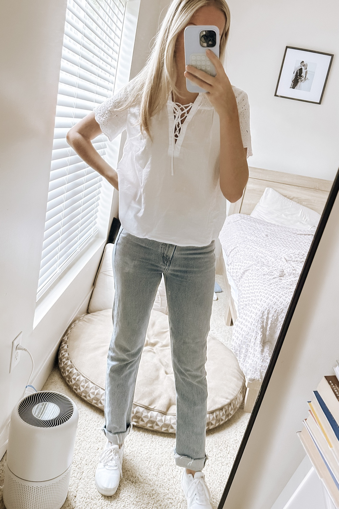 Sunday outfit 
White blouse 
Light denim 
White sneakers 


#LTKstyletip #LTKsalealert #LTKBacktoSchool