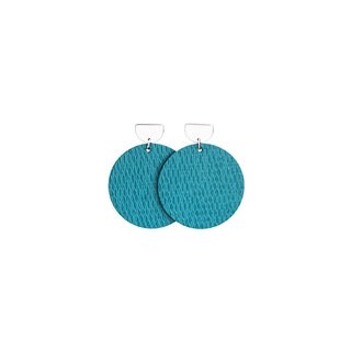 Salt Water Disc Statement Leather Earrings with Silver Post | Nickel and Suede