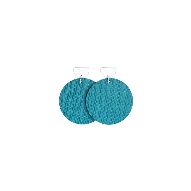 Salt Water Disc Statement Leather Earrings with Silver Post | Nickel and Suede