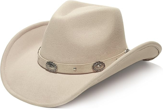 Faux Suede Felt Western Cowboy Hat for Women or Men, Wide Brim, Rivet Strap | Amazon (US)