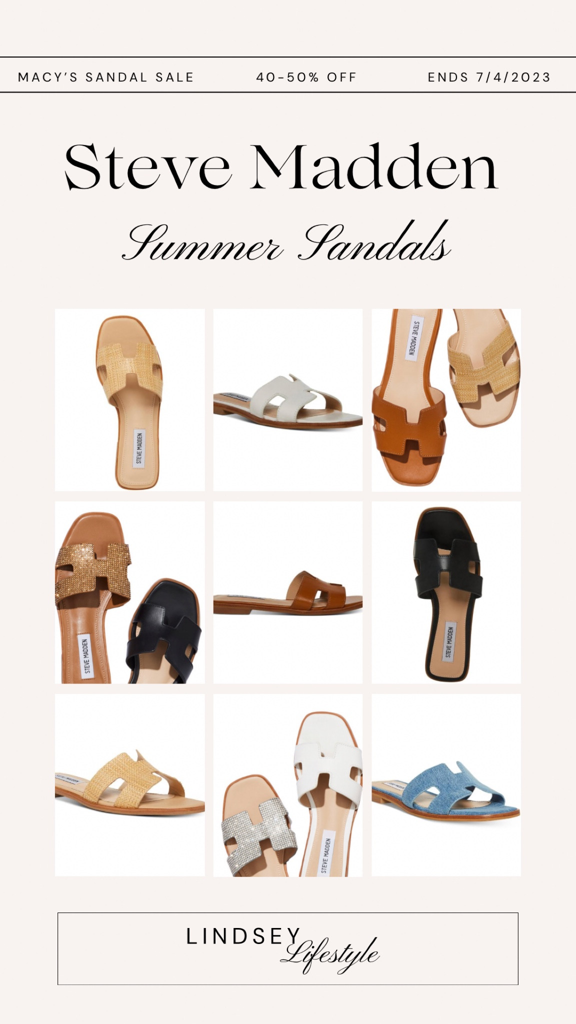 Shop the Macy’s Summer Sandal Sale! Up to 40-50% off on your favorite brands like Steve Madden, sale ends July 4th!

Check out the Women's Hadyn Slide Sandals in the color ways #cognac #black #white #raffia #denim 
Currently $47.40 & originally $79.00

#Ltkseasonal #summersale #macys #sandals #stevemadden #summersandals #flatsandals #casual #dressy #womensfashion #lifestyle

#LTKunder50 #LTKshoecrush #LTKsalealert