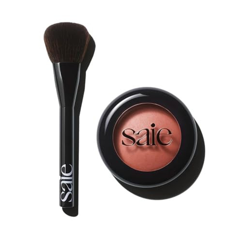 Saie Blush & Brush Duo - SuperSuede Baked Blush in Ciao (.01 oz) & Powder Blush Brush - Talc-Free, Moisturizing Blush with Vegan, Fluffy Brush for Seamless Application | Amazon (US)