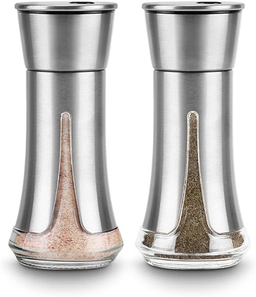 Salt and Pepper Shakers by Aelga - Salt Shaker with Adjustable Pour Holes -Salt and Pepper Set fo... | Amazon (US)