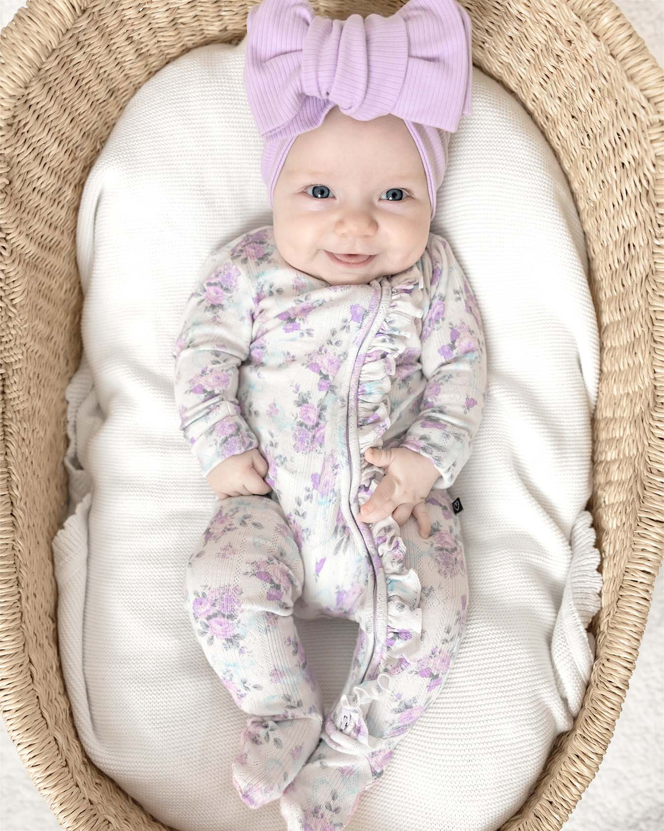 Etta Pointelle Ruffled Zippered Footie | LEV Baby