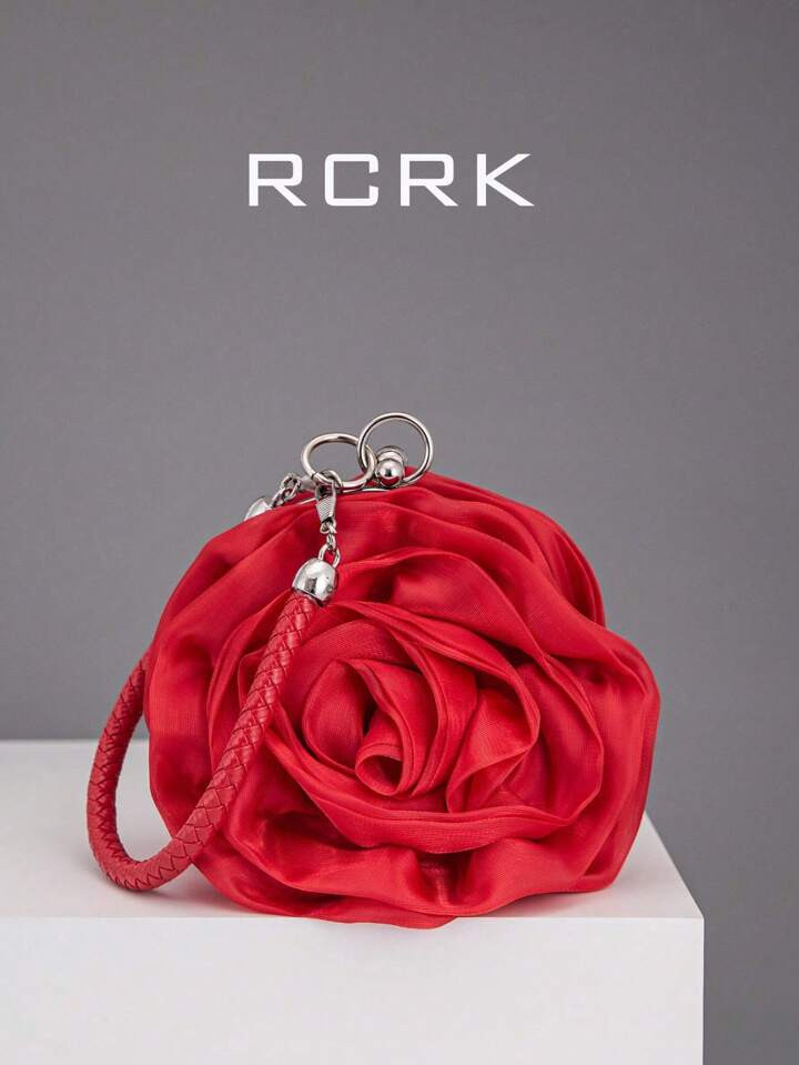 Rose Shape Women's Evening Bag Clutch Handbag CLARA Women Rose Flower Clutch Purse Satin Handbag Wedding Evening Party Bag Novelty Gifts Valentines | SHEIN