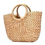 Summer Beach Bag, JOSEKO Women Straw Paper Handbag Top Handle Big Capacity Travel Tote Purse | Amazon (US)