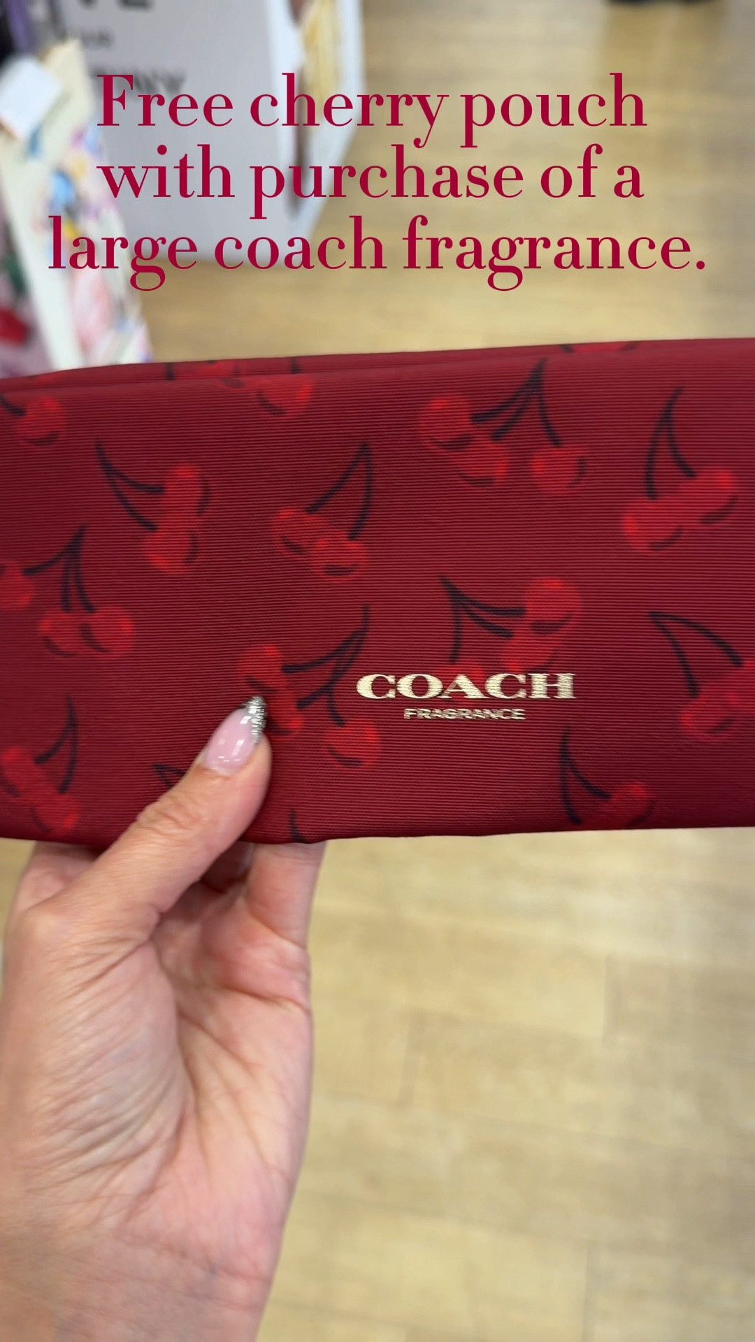 Receive a free Coach cherry pouch with the purchase of any large Coach perfume. Mother’s Day, gift idea, beauty, fragrance.

#LTKSaleAlert #LTKmomlife #LTKMothersDay