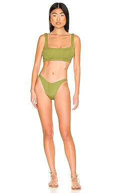Hunza G Xandra Bikini Set in Metallic Moss from Revolve.com | Revolve Clothing (Global)