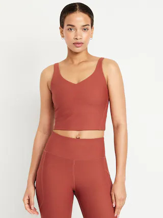Light Support PowerSoft Rib Longline Sports Bra | Old Navy (CA)