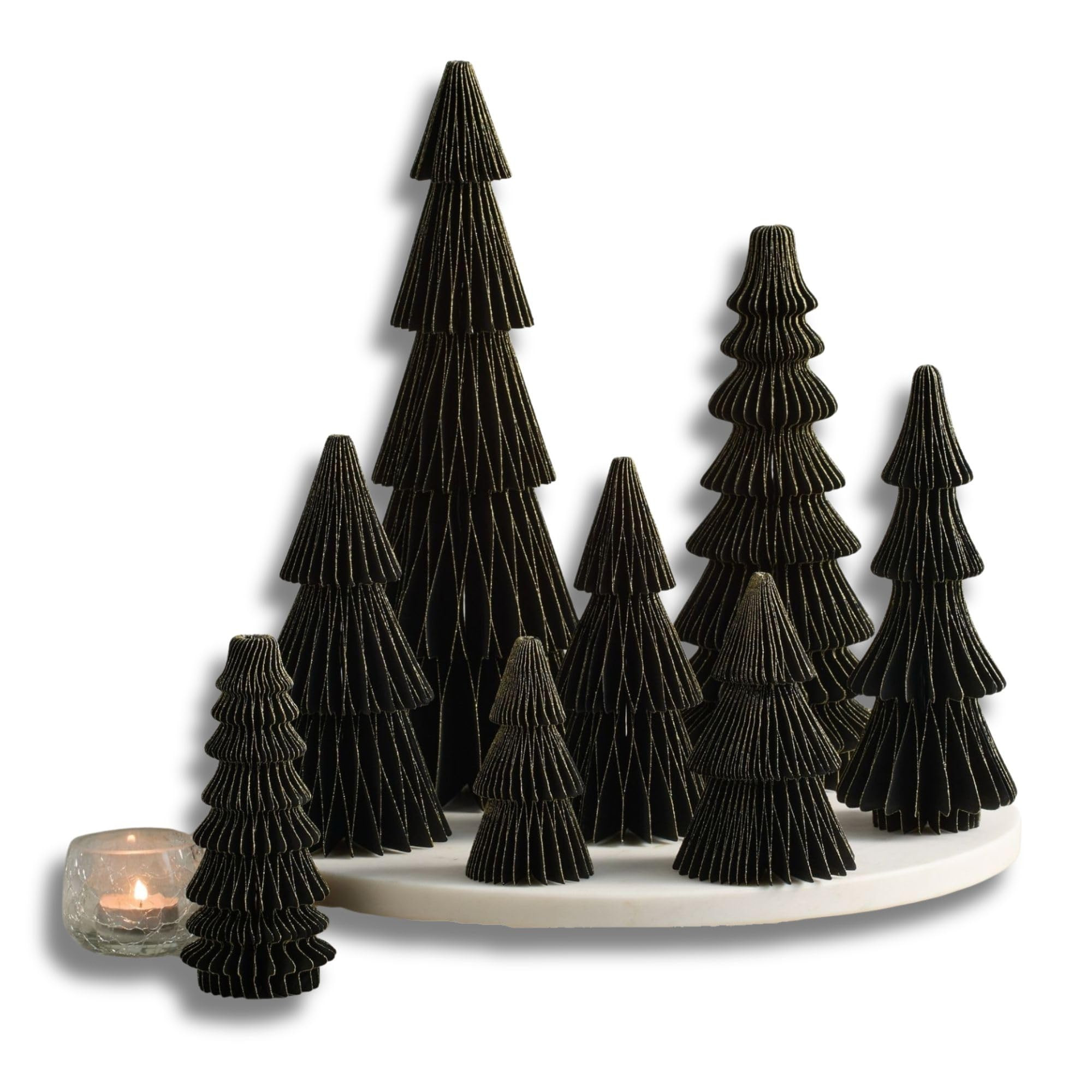 Your Heart's Content Honeycomb Paper Set of 8 Christmas Trees, Winter Centerpiece, Glitter Gold E... | Amazon (US)