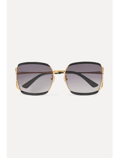 Square-frame acetate and gold-tone sunglasses | NET-A-PORTER (US)