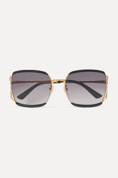 Square-frame acetate and gold-tone sunglasses | NET-A-PORTER (US)