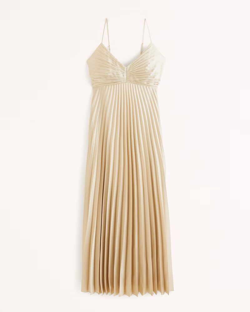 Satin Pleated Maxi Dress | Abercrombie & Fitch (US)
