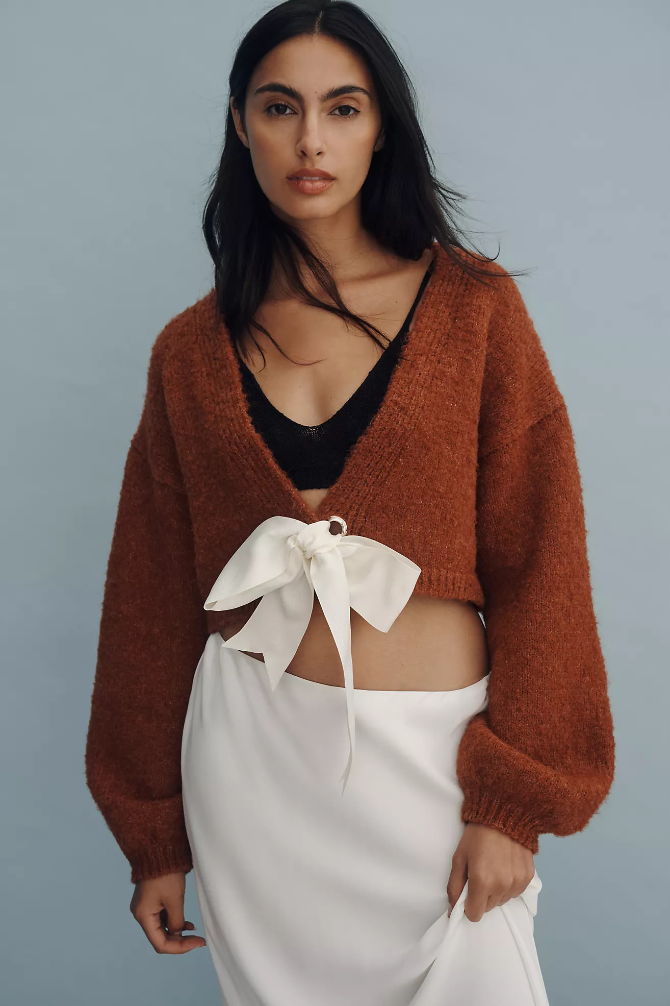 Maeve Bouclé Bow-Front Cardigan Sweater | Anthropologie (US)