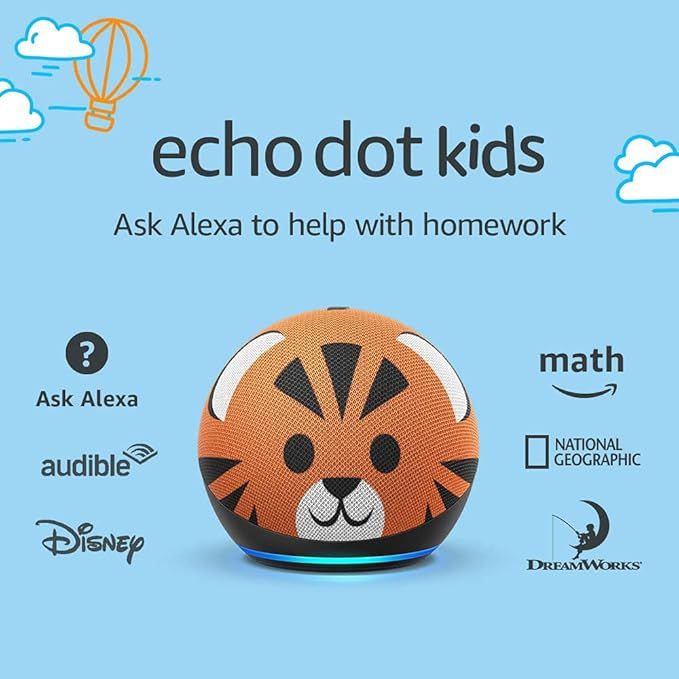Echo Dot (4th Gen) Kids | Designed for kids, with parental controls | Tiger | Amazon (US)