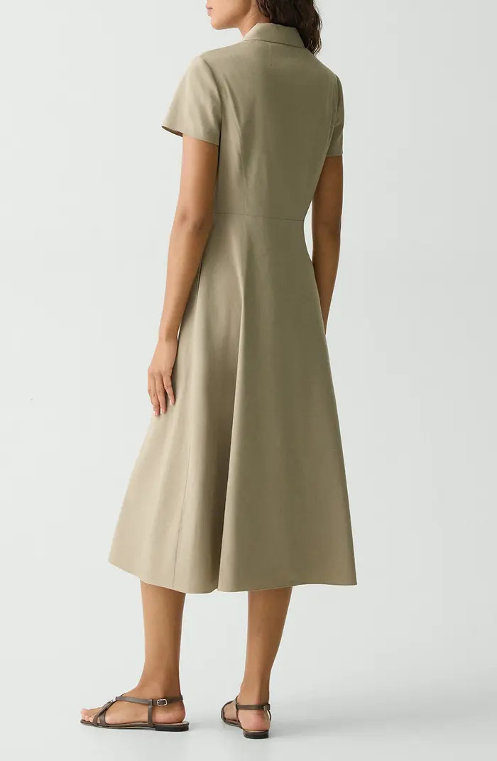 Short Sleeve Linen Blend Midi Shirtdress | Nordstrom