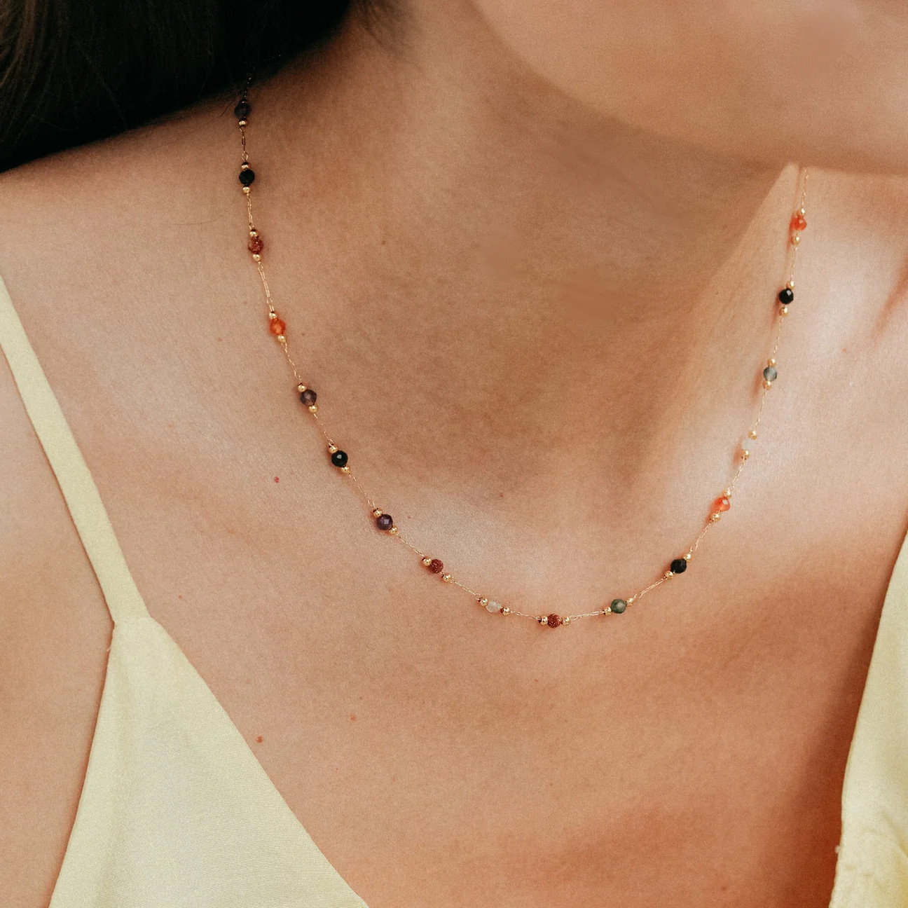 Natural Stone Bobble Necklace | Shapes Studio