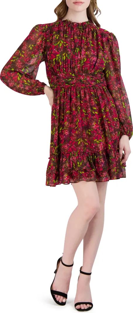 Floral Print Gathered Long Sleeve Dress | Nordstrom