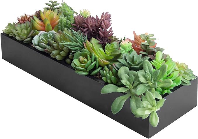 MyGift Artificial Succulent Centerpiece,17 Inch Faux Succulents Arrangement Plants in Sleek Black... | Amazon (US)
