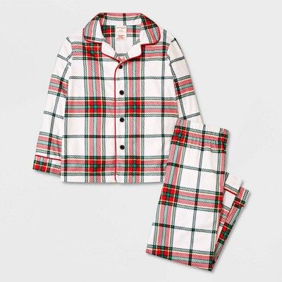 Toddler Plaid Coat Pajama Set - Cat & Jack™ Cream | Target