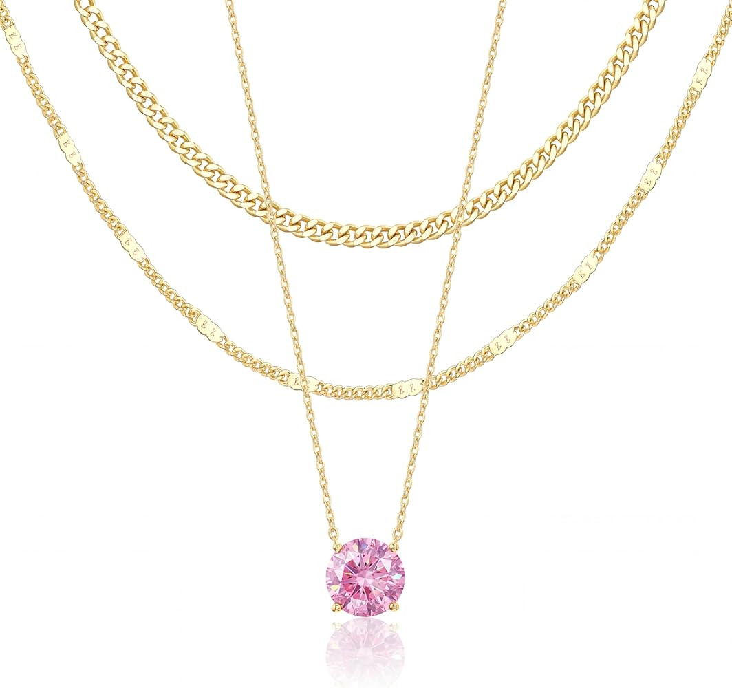 WomenGifts Layered Gold Necklaces for Women, 14K Gold Sterling Silver Plated Dainty Pendant Neckl... | Amazon (US)