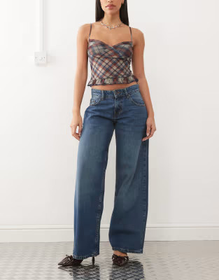 Motel roomy extra wide low rise jeans in college blue | ASOS | ASOS (Global)